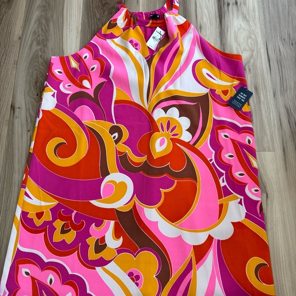 NEW Express Retro Print Halter Dress Size Large MSRP $108 - Picture 2 of 9